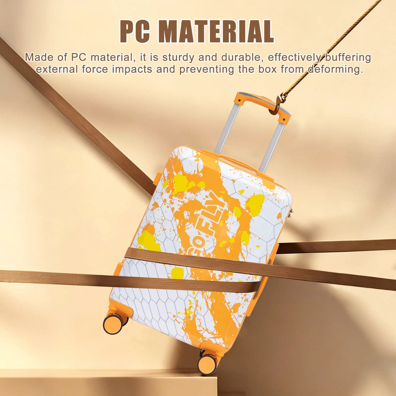 3-Piece PC Spinner Wheel Luggage Set in Orange by HouseOfZazla