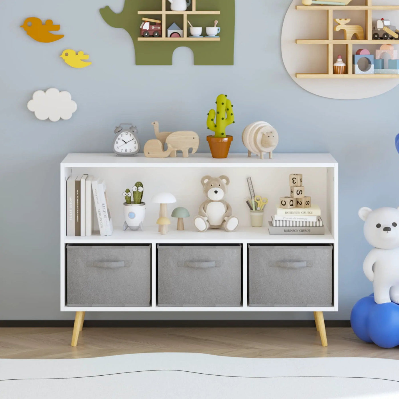 Bookcase With Collapsible Drawers, Book Display Organizer by Unique Piece Furniture