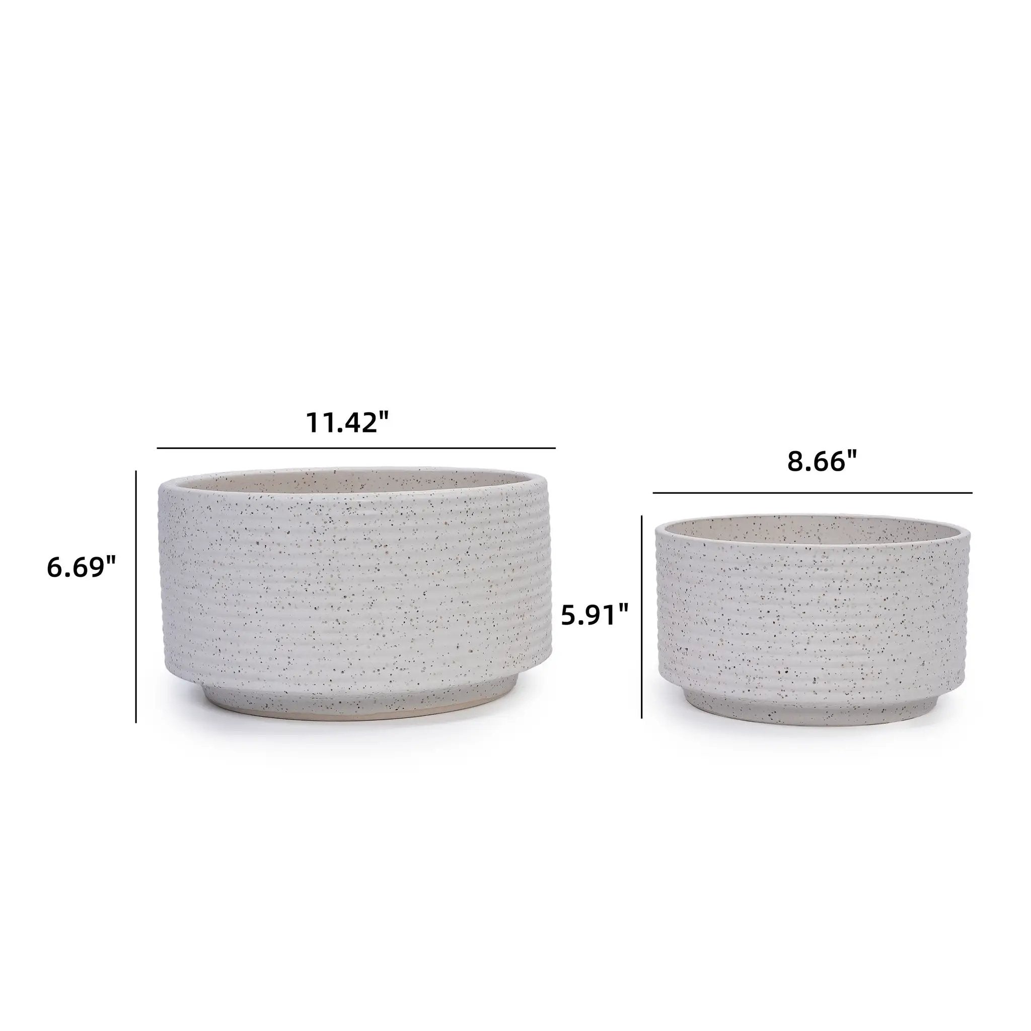 2 Pieces Ceramic Flowerpot Set, Milk White by HouseOfZazla