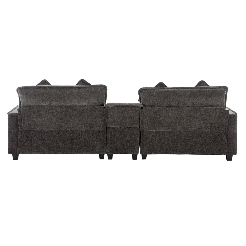 Modern Sectional Sofa With Removable Ottomans, USB Ports by HouseOfZazla