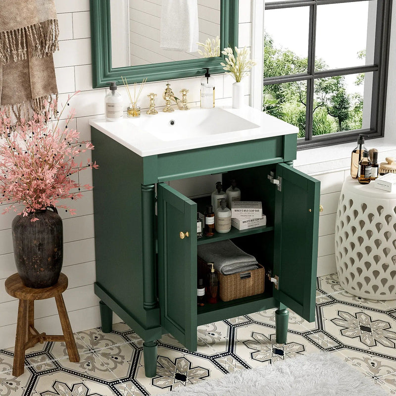 Bathroom Vanity With Top Sink, 2 Tier Storage Cabinet by Unique Piece Furniture
