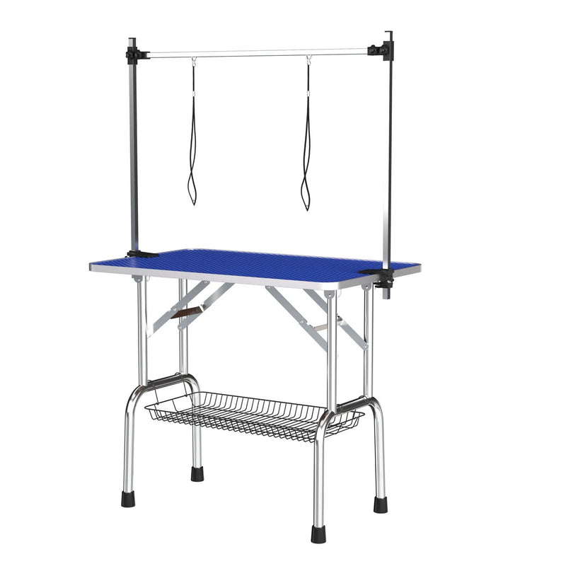 Large Size Grooming Table For Pet Dog And Cat With Adjustable Arm And Clamps Large Heavy Duty Animal Grooming Table - Blue by HouseOfZazla