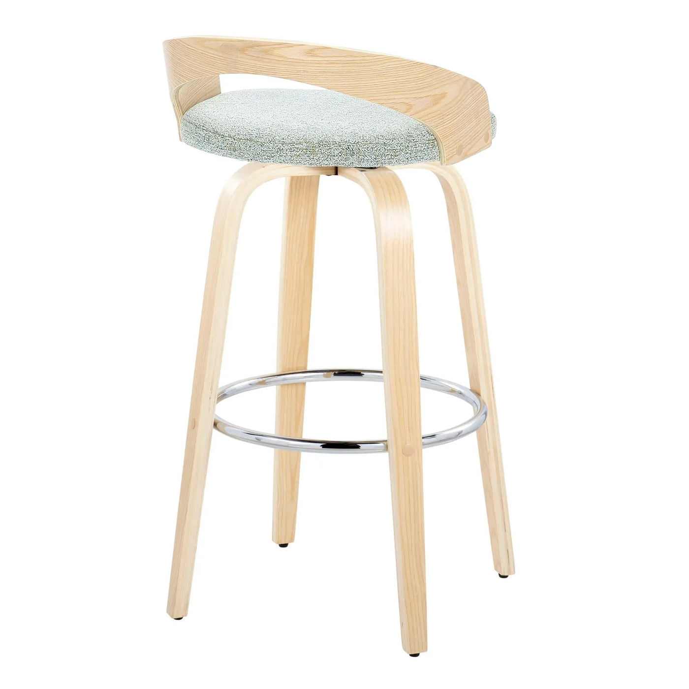 Grotto - Contemporary Fixed-Height Barstool With Swivel With Round Footrest (Set of 2) by HouseOfZazla