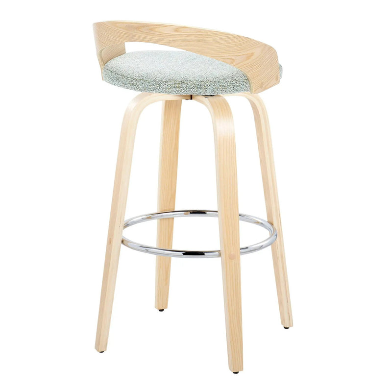 Grotto - Contemporary Fixed-Height Barstool With Swivel With Round Footrest (Set of 2) by HouseOfZazla