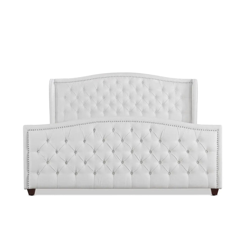 Marcella - Upholstered Shelter Headboard Bed Set by HouseOfZazla