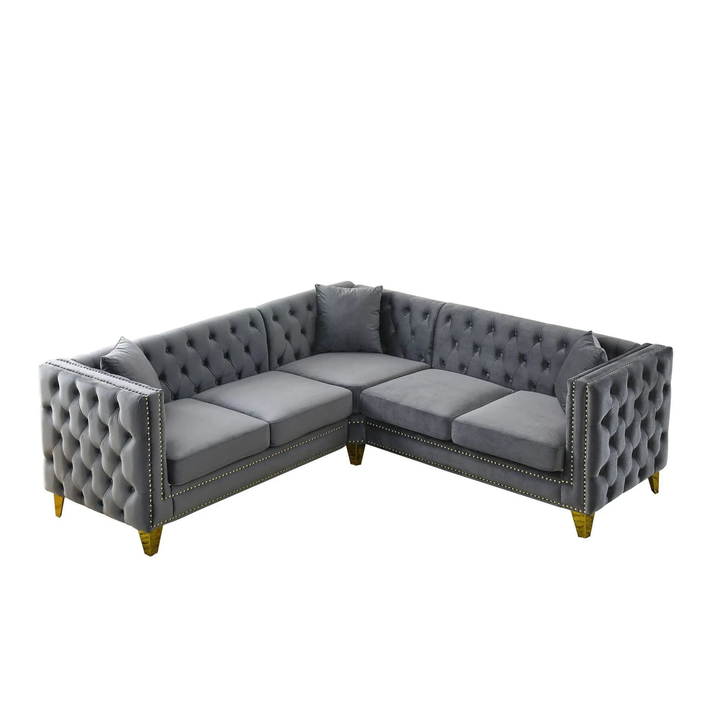 L-Shaped Corner Sofa, 5 Seater Sectional With Tufted Design by HouseOfZazla