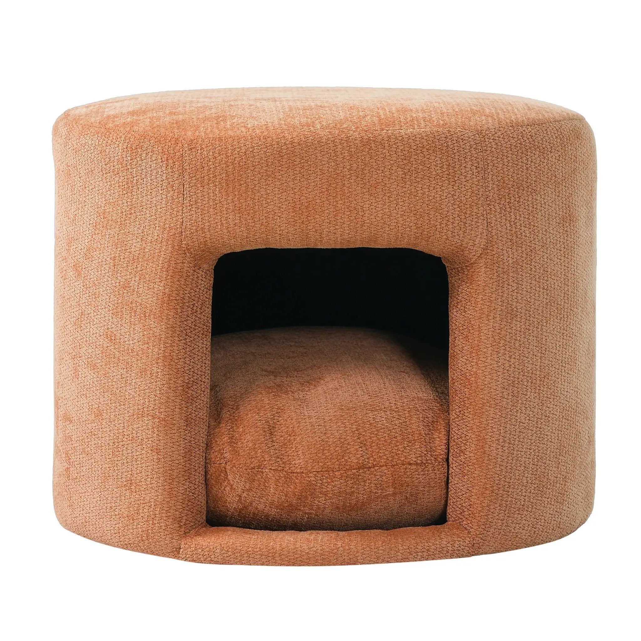 Orange Pet Friendly Ottoman with Removable Pet Cushion and Hidden Pet Nook by HouseOfZazla