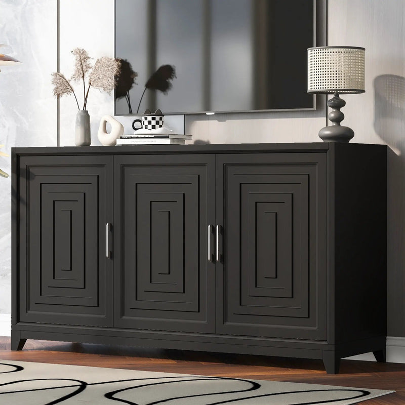 TV Stand For TVs Up To 65", Modern Entertainment Center Media Console Cabinet With 2 Spacious Storage Space, Solid Wood Legs For Living Room by HouseOfZazla