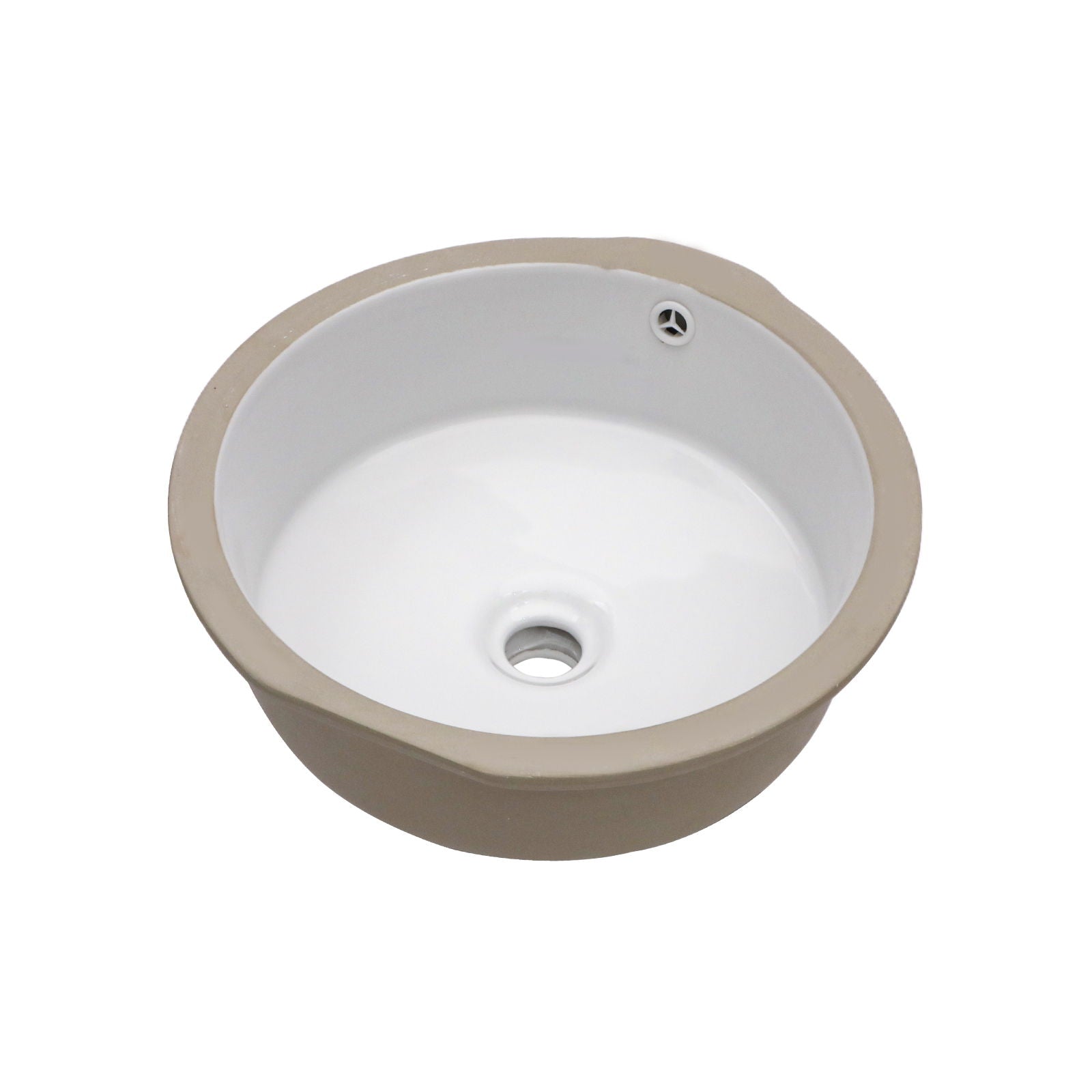 Ceramic Round Undermount Bathroom Sink With Overflow, European Style - White by HouseOfZazla