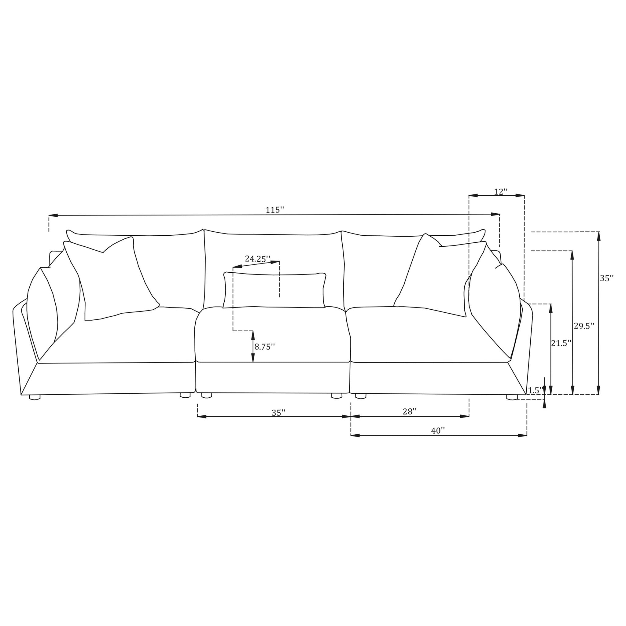 Tomasina - Modular Sofa With Cushions And Padded Arms - Black by HouseOfZazla