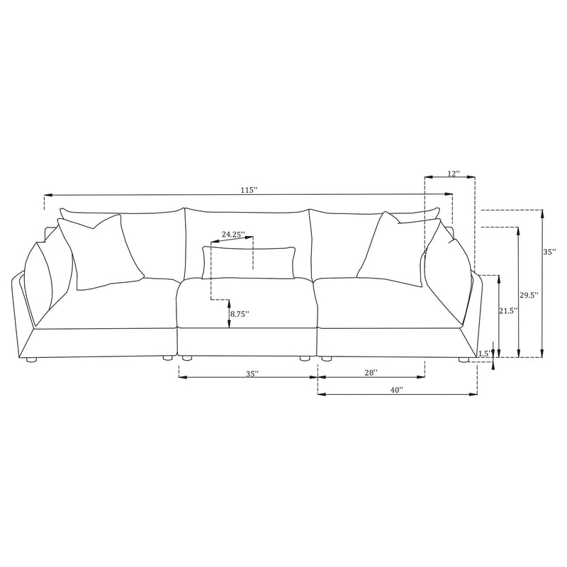 Tomasina - Modular Sofa With Cushions And Padded Arms - Black by HouseOfZazla
