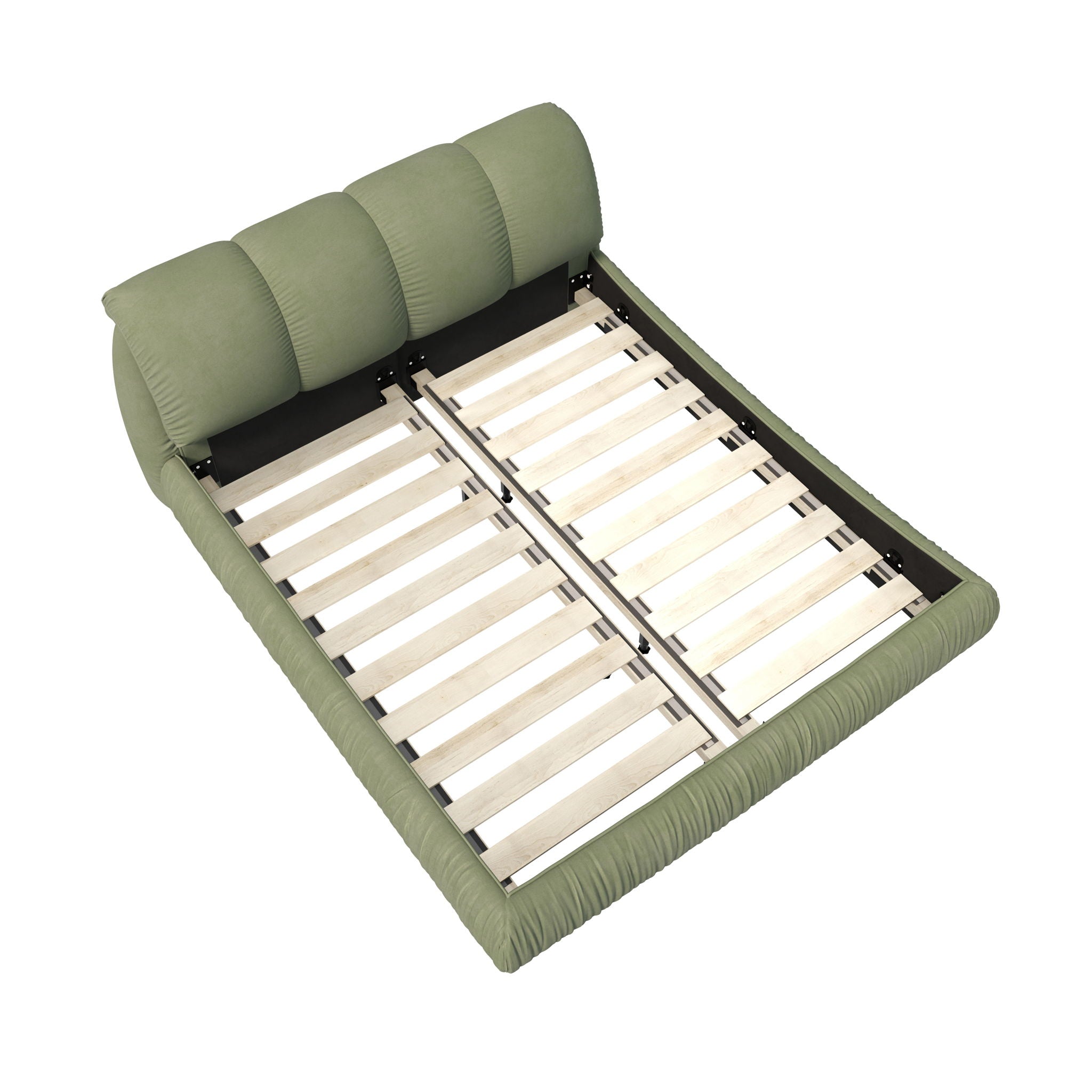 Luxury Upholstered Platform Bed With Oversized Padded Backrest And Solid Wood Frame by HouseOfZazla