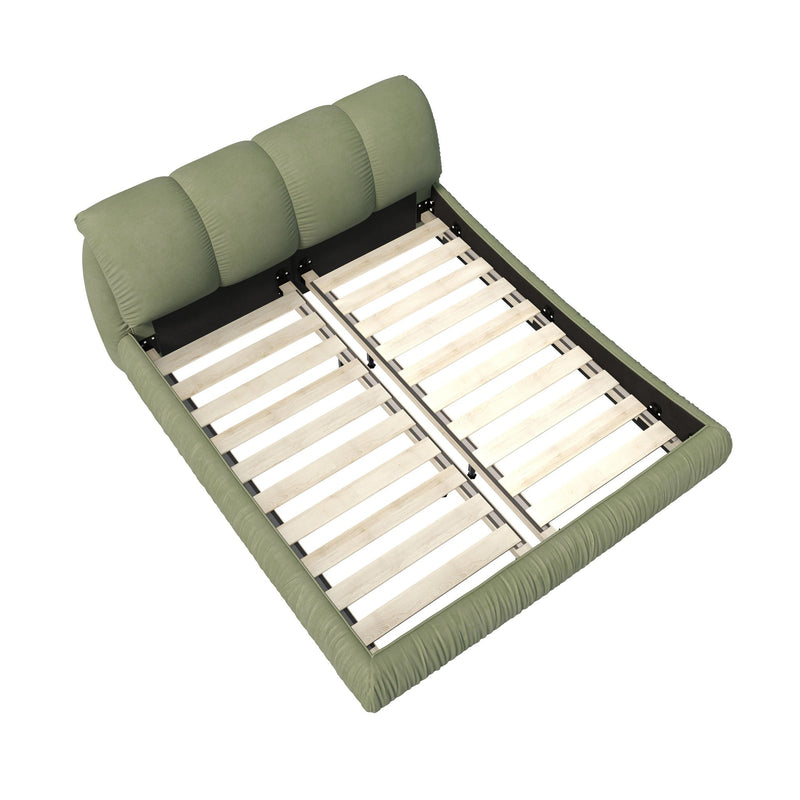 Luxury Upholstered Platform Bed With Oversized Padded Backrest And Solid Wood Frame by HouseOfZazla