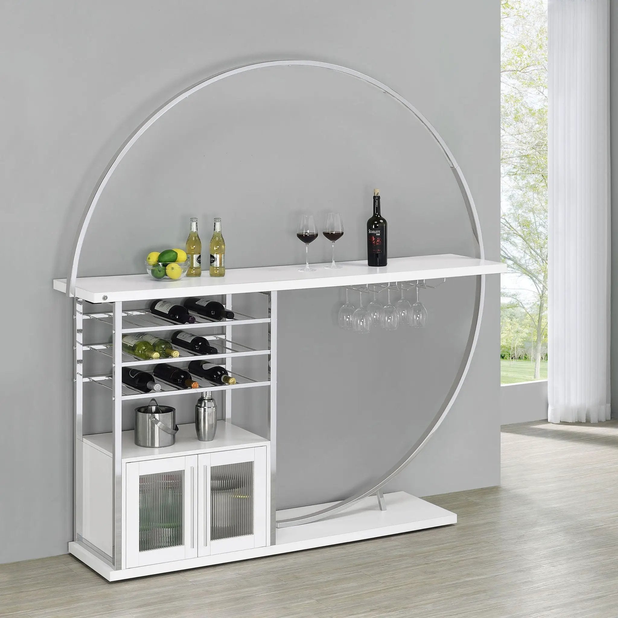 Casey - 2 Door Home Bar Storage Bar With Customizable Lighting - White by HouseOfZazla