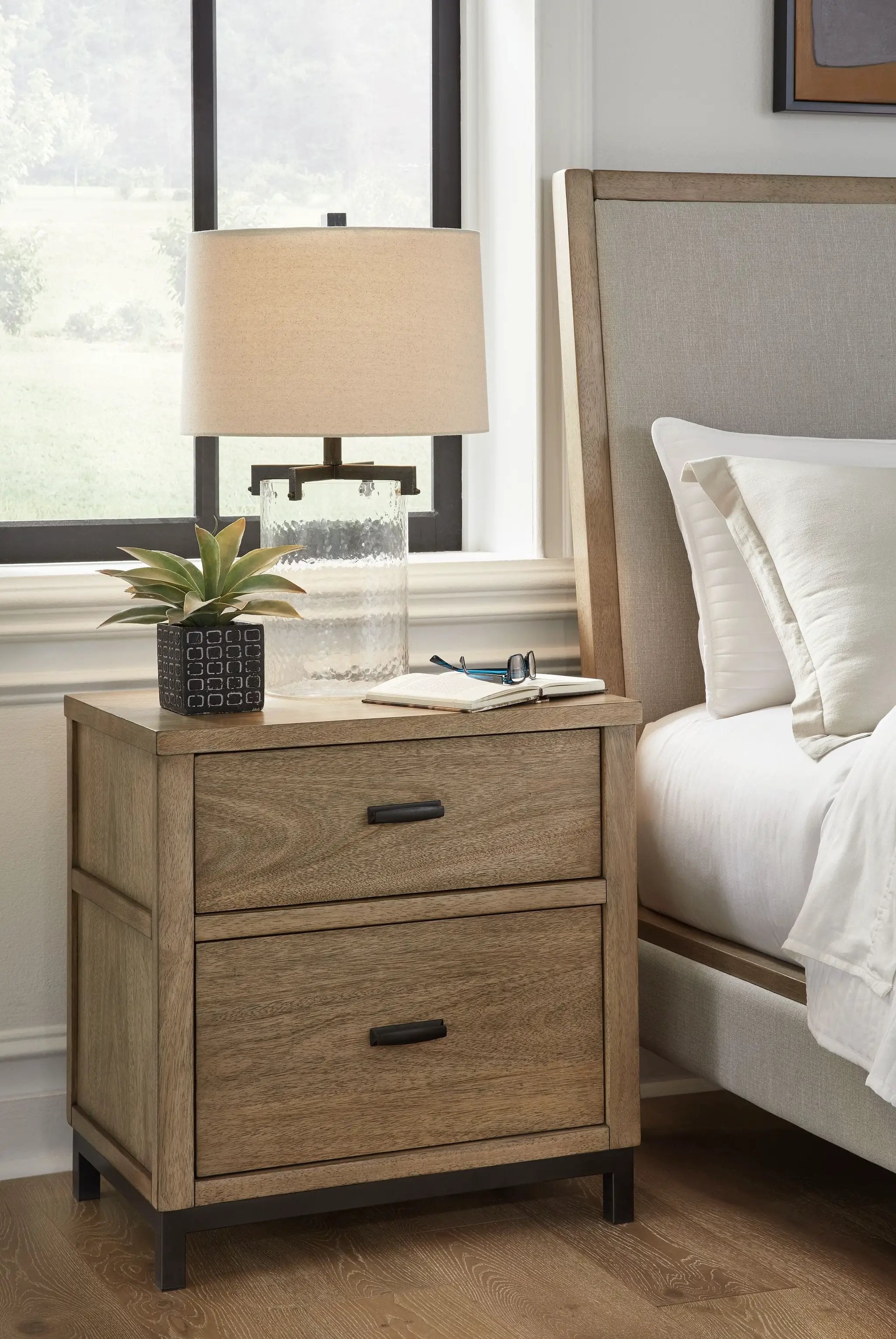 Tomtyn - Two Drawer Night Stand - Light Brown by Unique Piece Furniture