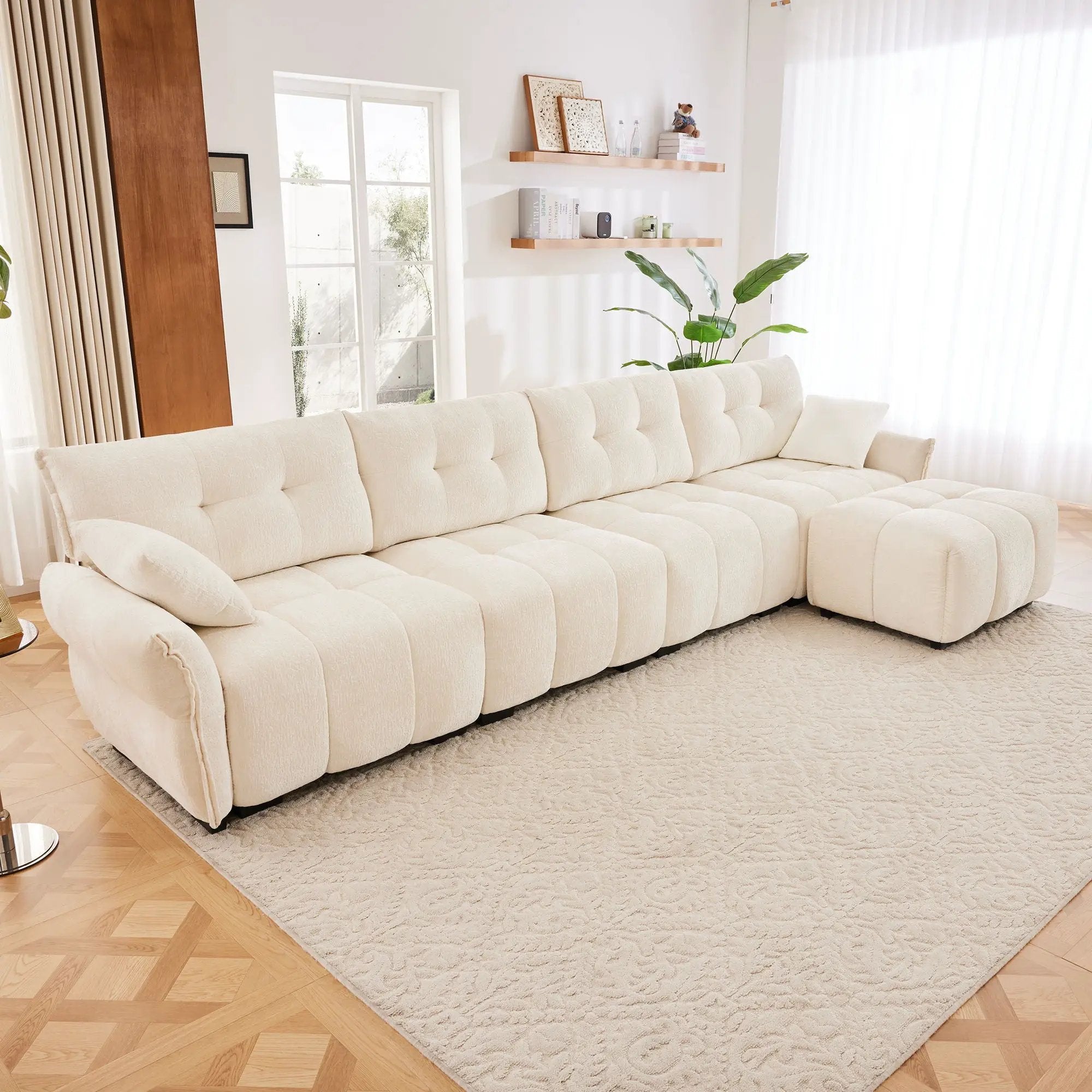 Sofa Set With Ottoman And Pillows, Textured, High Resilience Cushions by HouseOfZazla