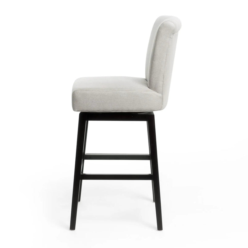 Quicksilvered Upholstered Swivel Counter Stool With Wood Legs - Beige by HouseOfZazla