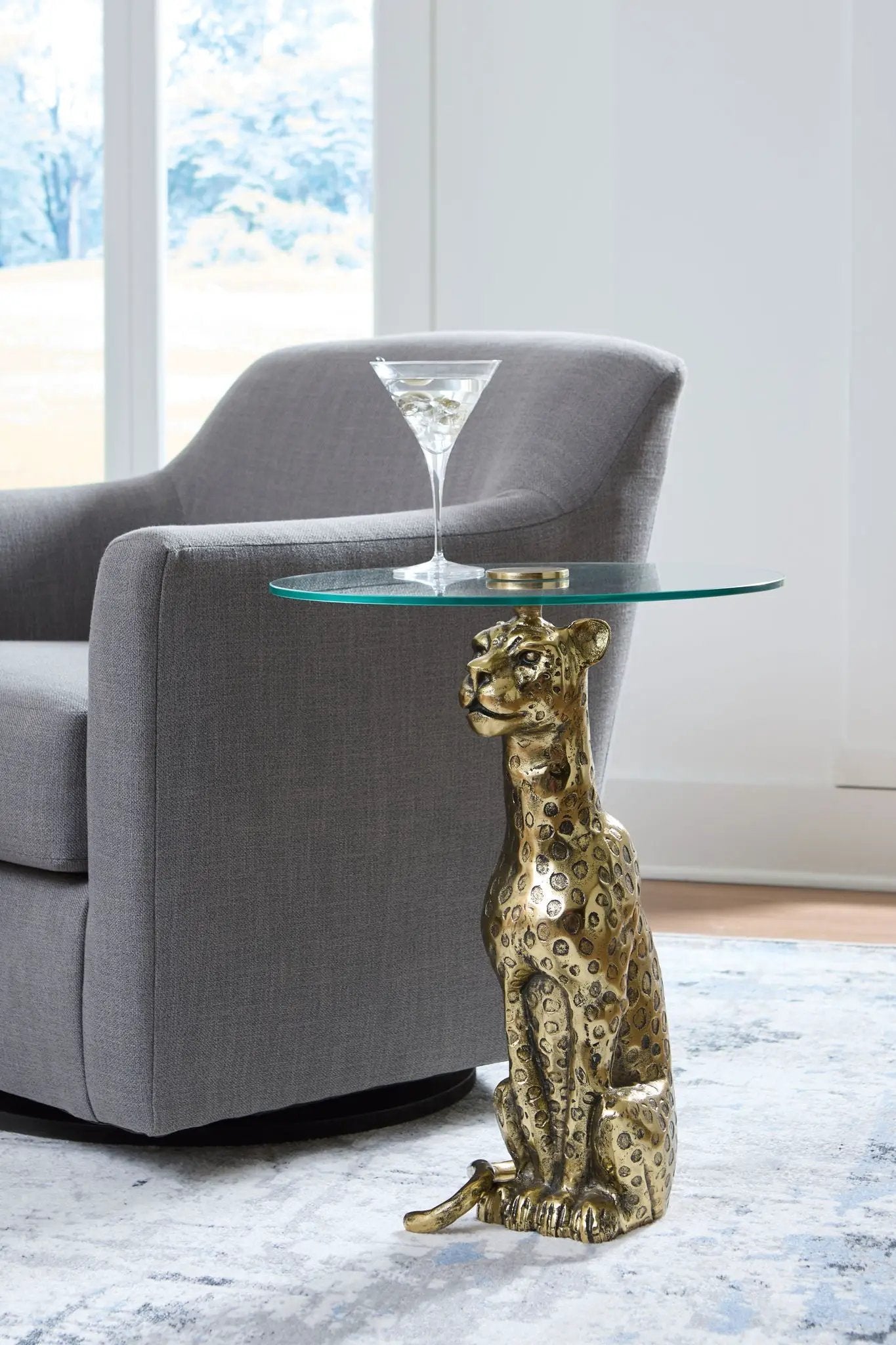 Vallain - Accent Table - Antique Gold Finish by Unique Piece Furniture