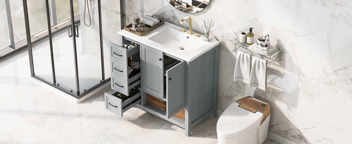 36" Bathroom Vanity with Sink Top and Storage Cabinet by HouseOfZazla