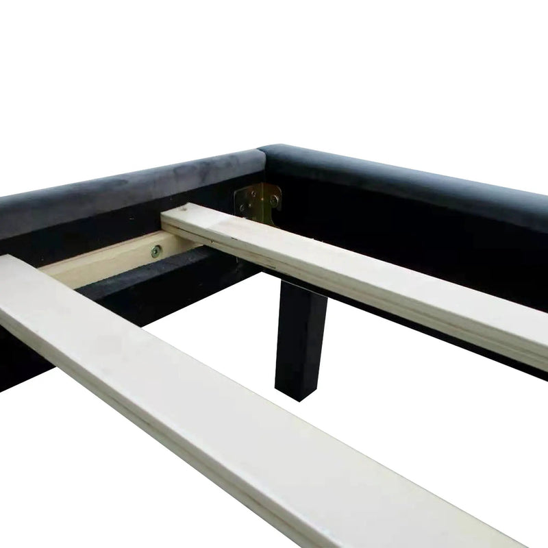 Velvet Button Tufted-Upholstered Bed With Wings Design Strong Wood Slat Support Queen Platform Bed - Gray by Unique Piece Furniture