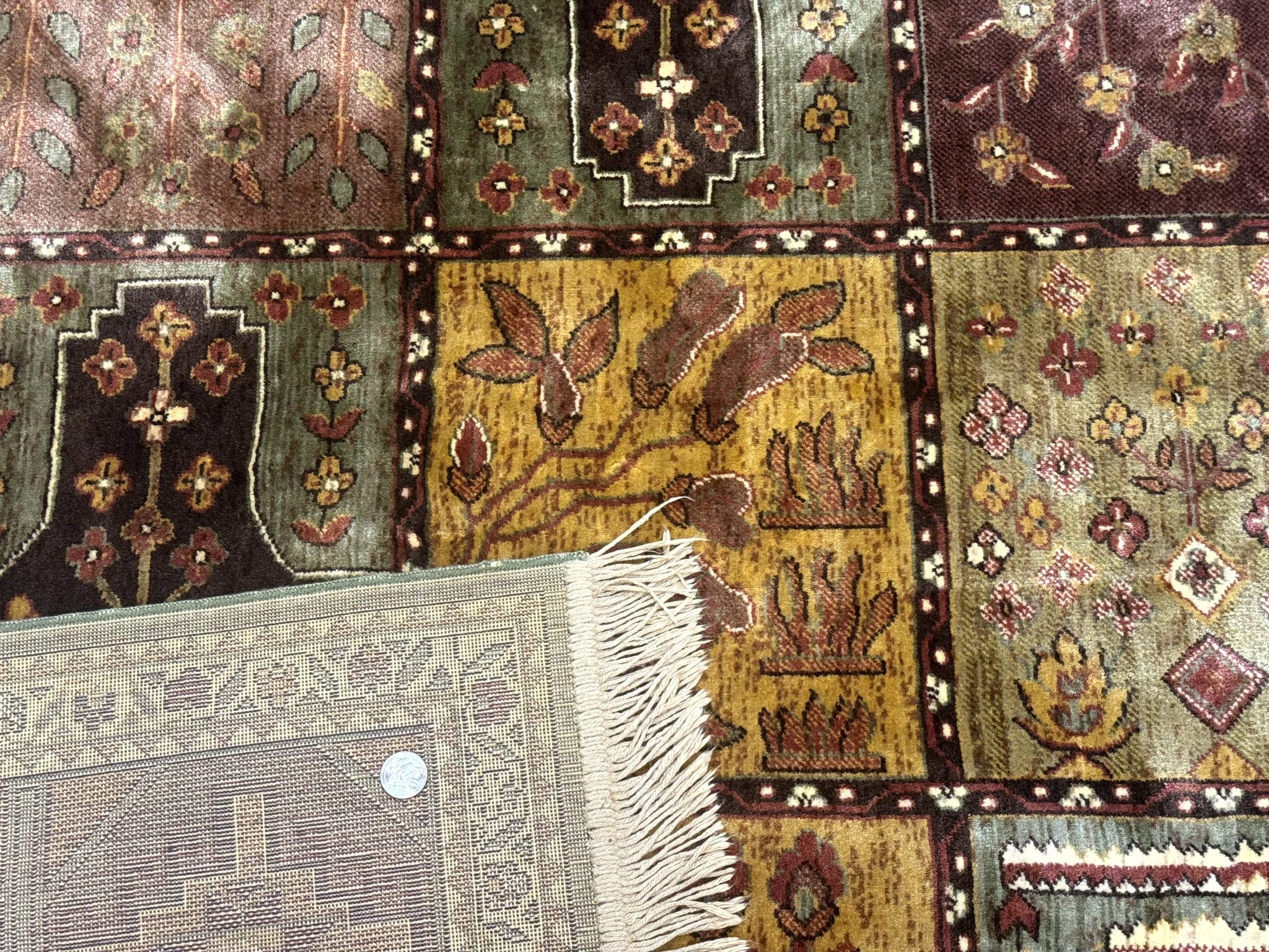 Panel Design Rug 8 x 10.6, Oriental Carpet, Belgium Power Loomed Rug by Jewel Rugs