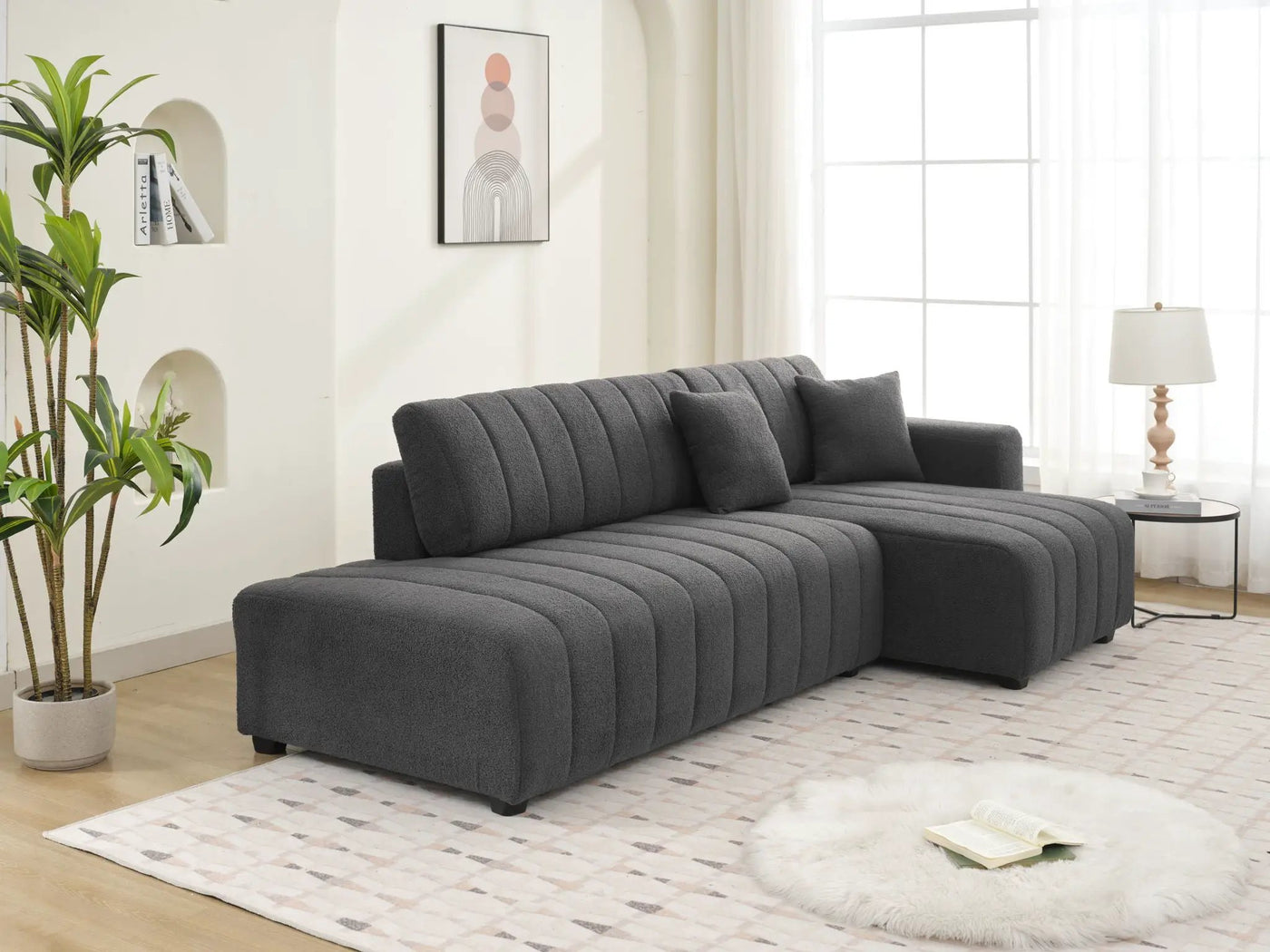Jessica - Lamb Wool Sectional Sofa With Chaise by Unique Piece Furniture