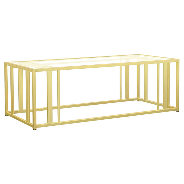 Adri Rectangular Glass Top Coffee Table Matte Brass