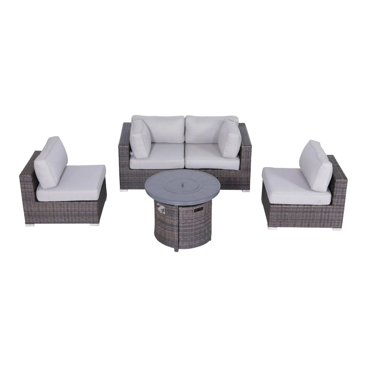 Wicker Outdoor Lounge Set With Cushions And Fire Pit by HouseOfZazla
