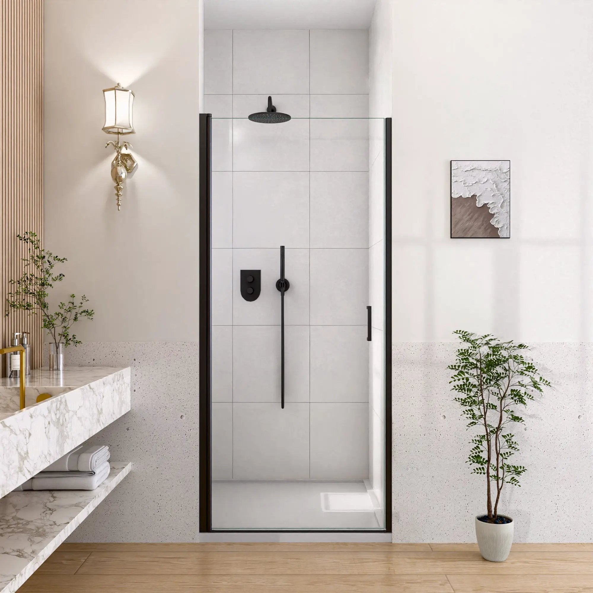 32" W x 72" H Semi-Frameless Circular Pivot Shower Door in Matte by HouseOfZazla