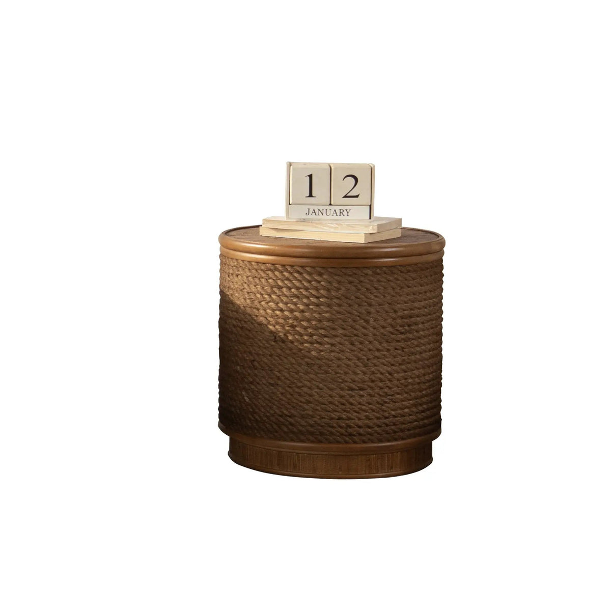 Round Rattan Coffee Table with Lift-Off Lid Storage by HouseOfZazla