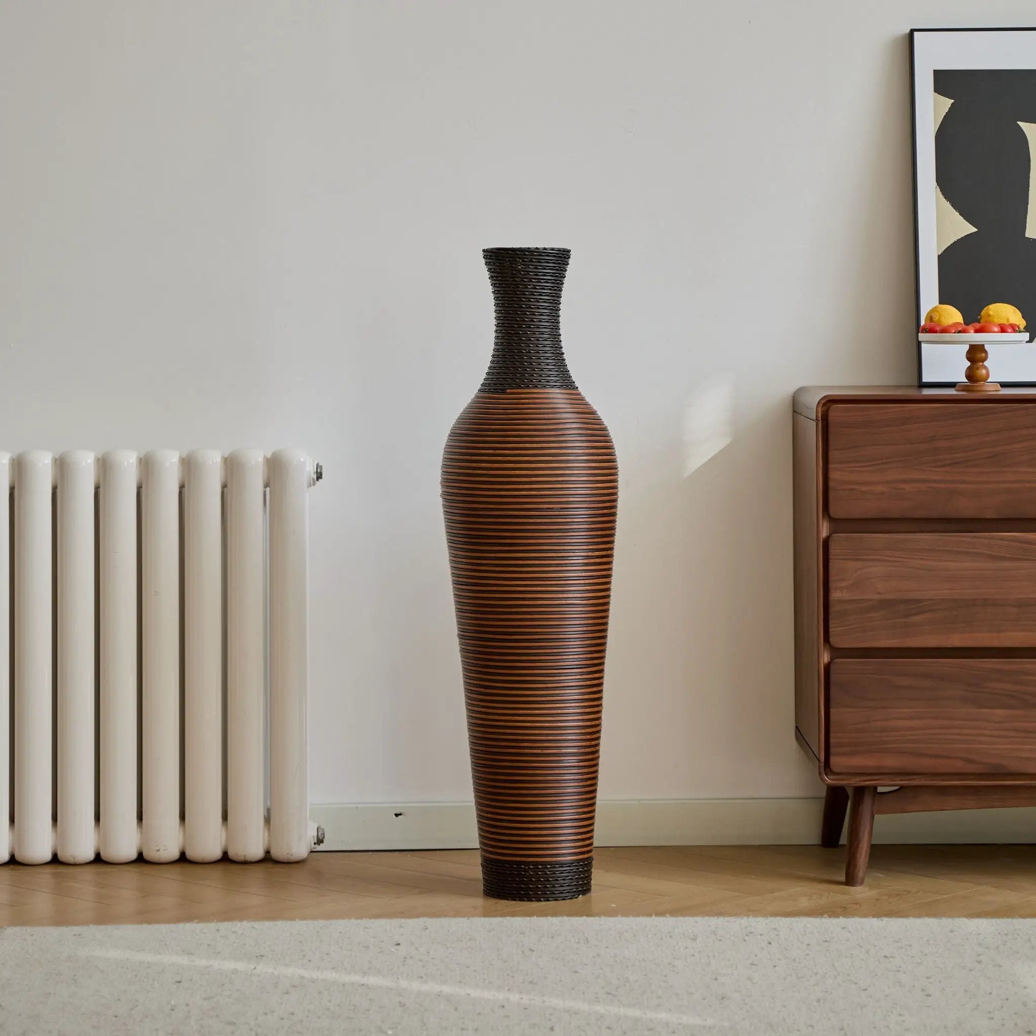 Tall Standing Designer Floor Vases With Elegant 2 Tone Finishes Ideal For Decorating Living Rooms, Bedrooms, Entryways Perfect For Decorating Your Home - Black / Gray by HouseOfZazla