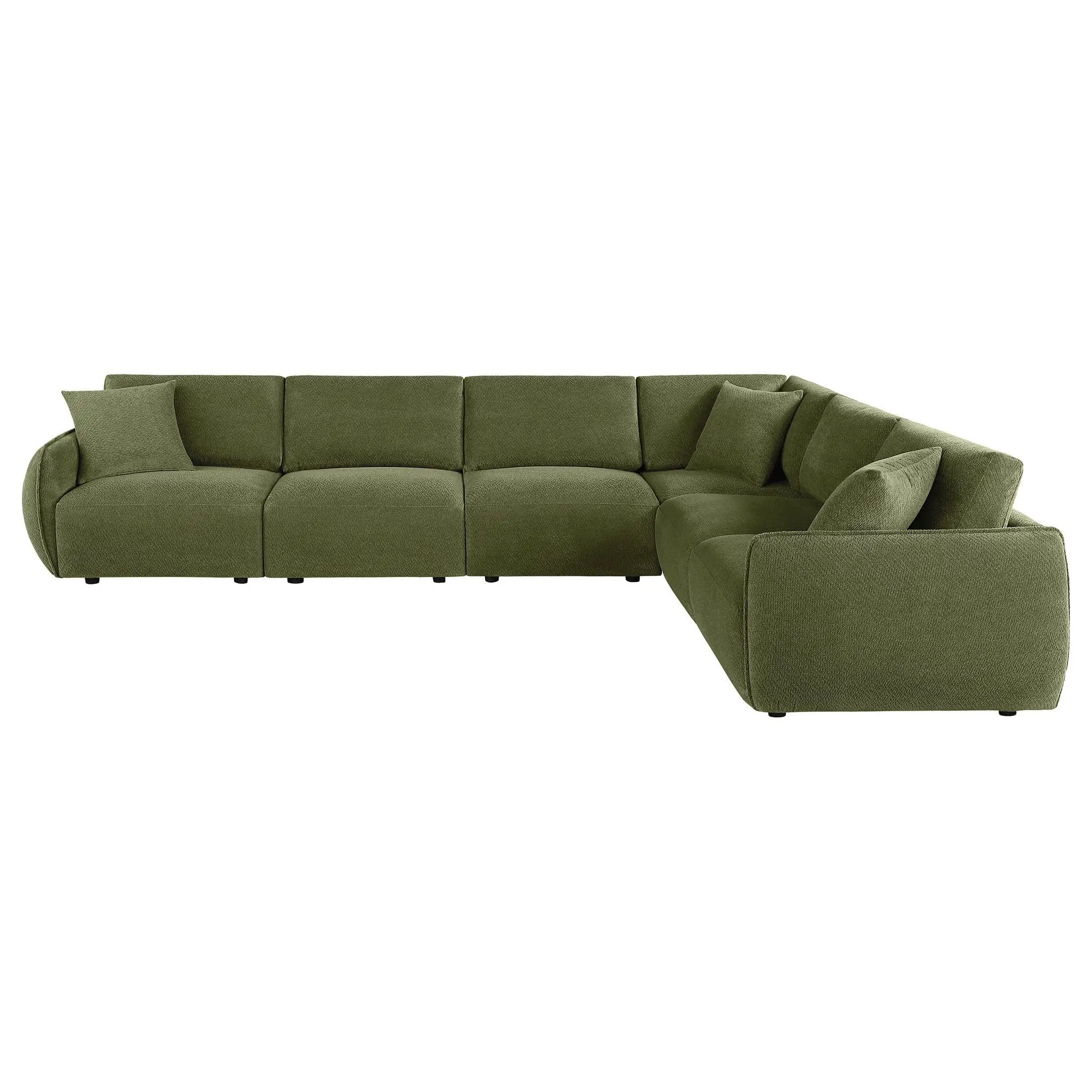 Elysia 6-piece Chenille Upholstered Modular Sectional Sofa Green by Unique Piece Furniture