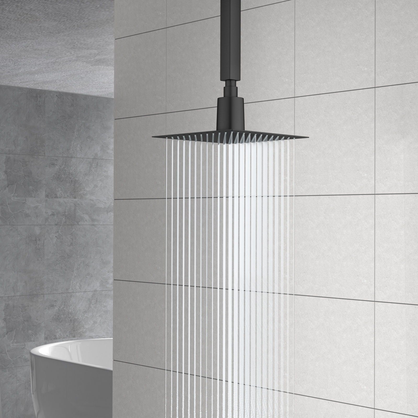 Ultra Thin 8" Square Rain Shower Head 304 Stainless Steel, Wall / Ceiling Mounted by HouseOfZazla