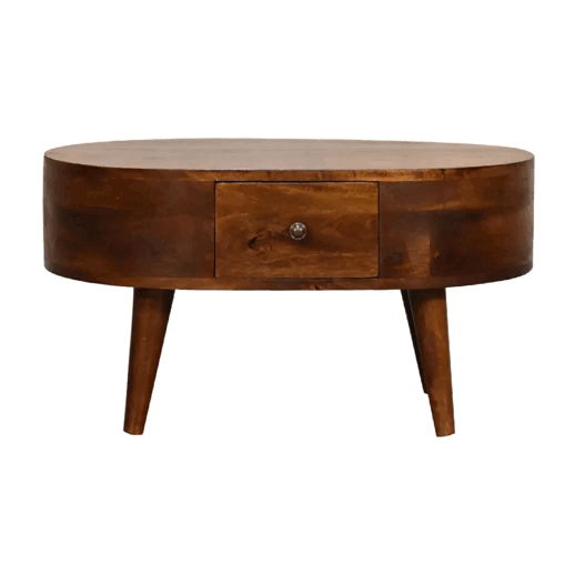 Mini Rounded Coffee Table - Chestnut by HouseOfZazla