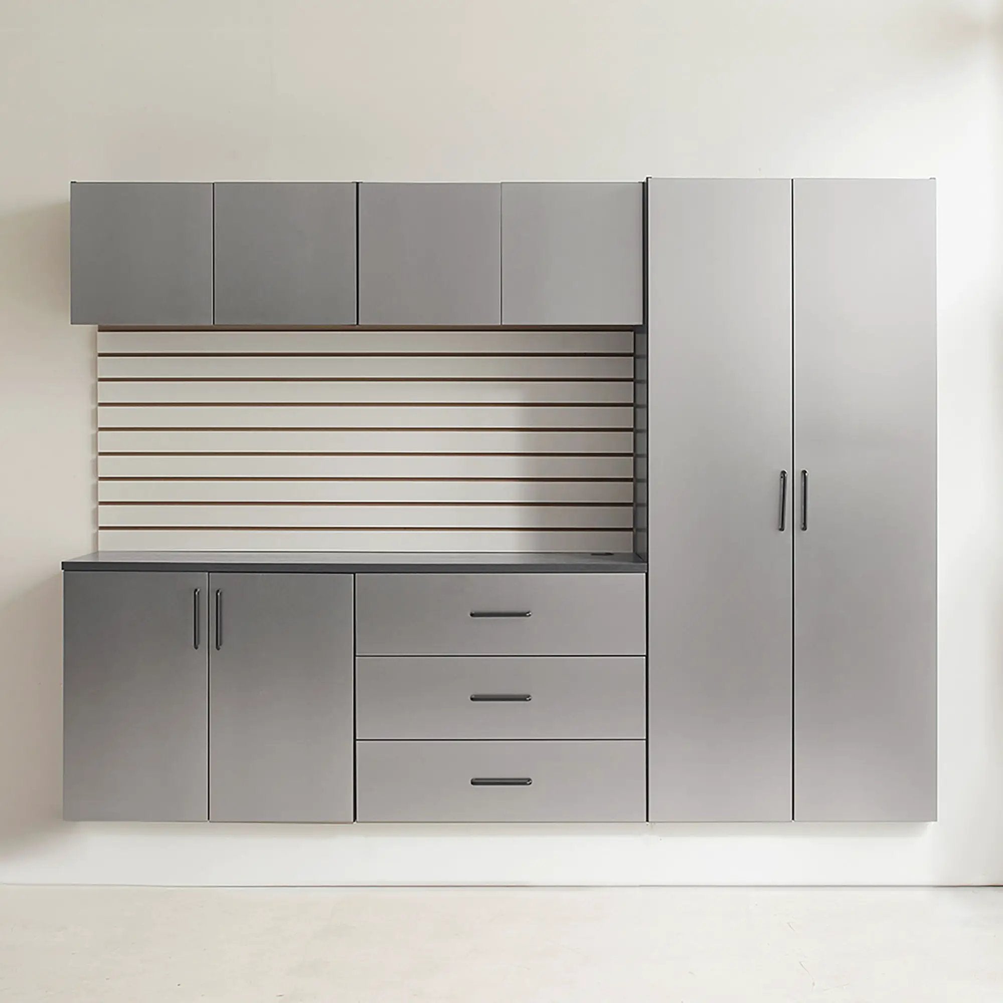 Astro Series - Garage Cabinet Set B With Soft Closing Drawers - Metallic Gray by HouseOfZazla