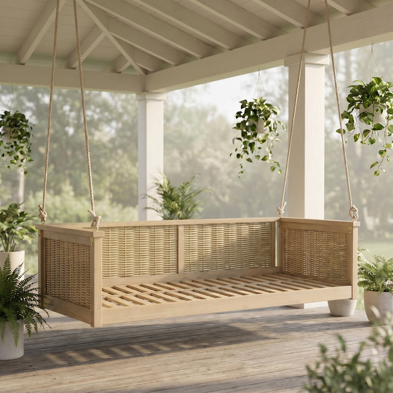 TOPMAX Outdoor Classic Solid Wood Twin Size Swing Bed by HouseOfZazla