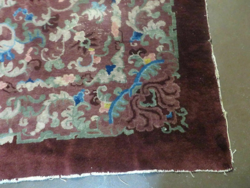 8' X 10' Vintage Handmade Chinese Art Deco Peking Nichols Wool Rug Flowers Nice by Jewel Rugs