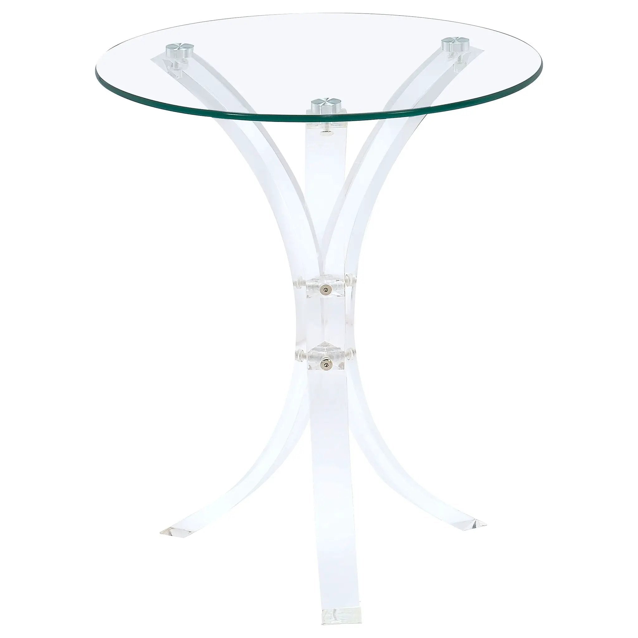 Laning Round Glass Top Acrylic Side Table Clear by Unique Piece Furniture