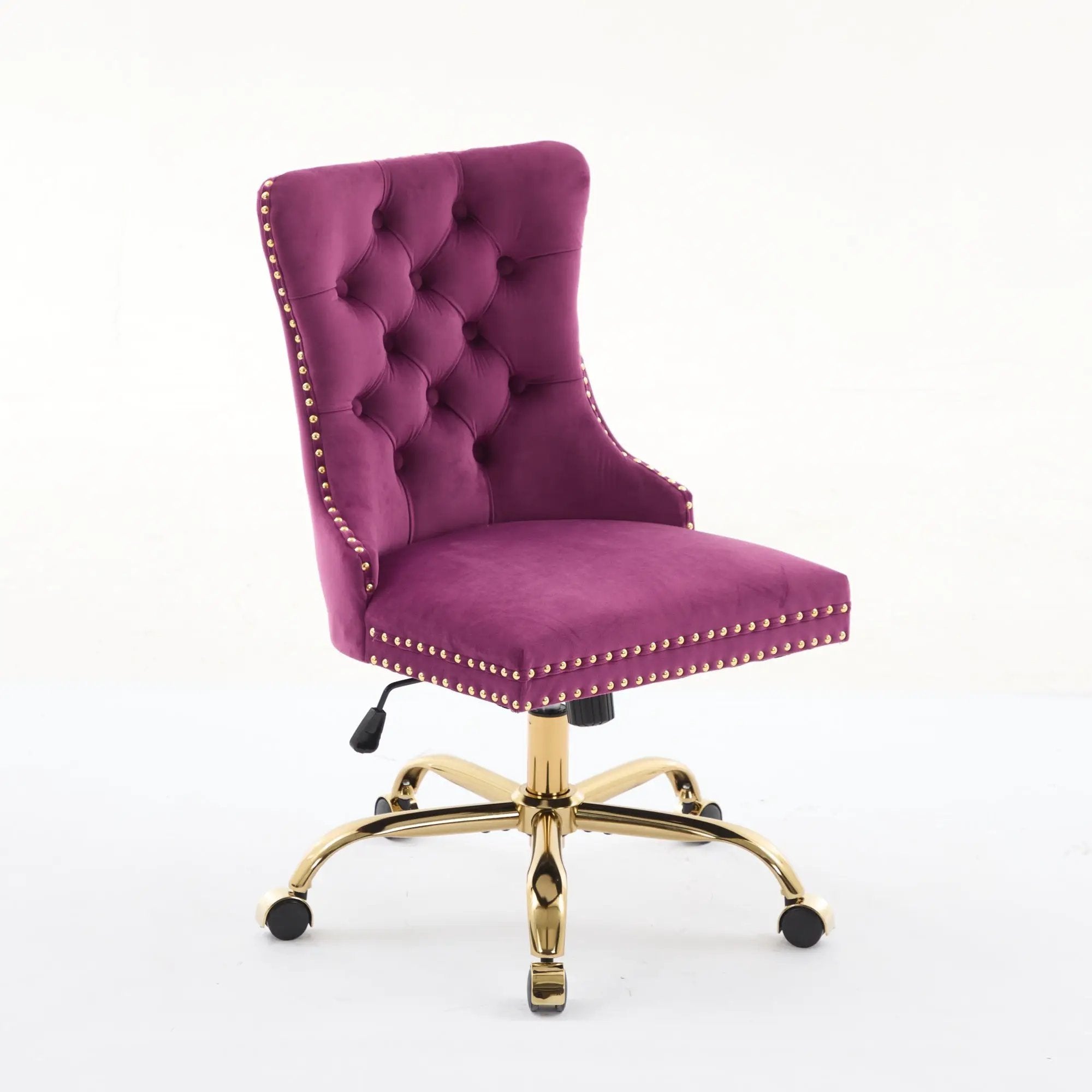Office Chair Modern Velvet Upholstered Tufted Button (Purple) by HouseOfZazla