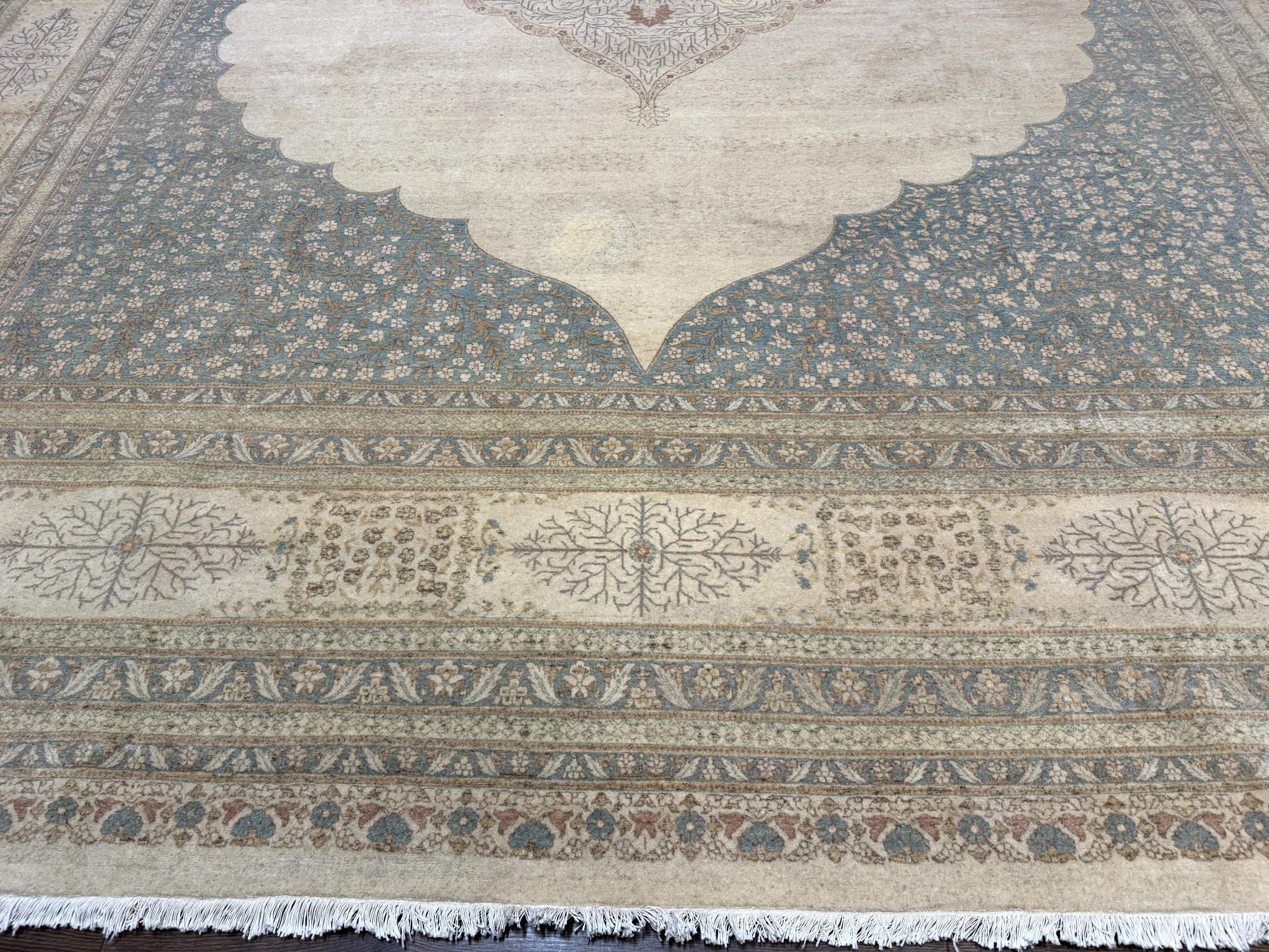 Palace Size Pak Persian Rug 12x18, Haji Jalili Design, Pakistani Carpet, Oat and Light Blue, Fine 260 KPSI by Jewel Rugs