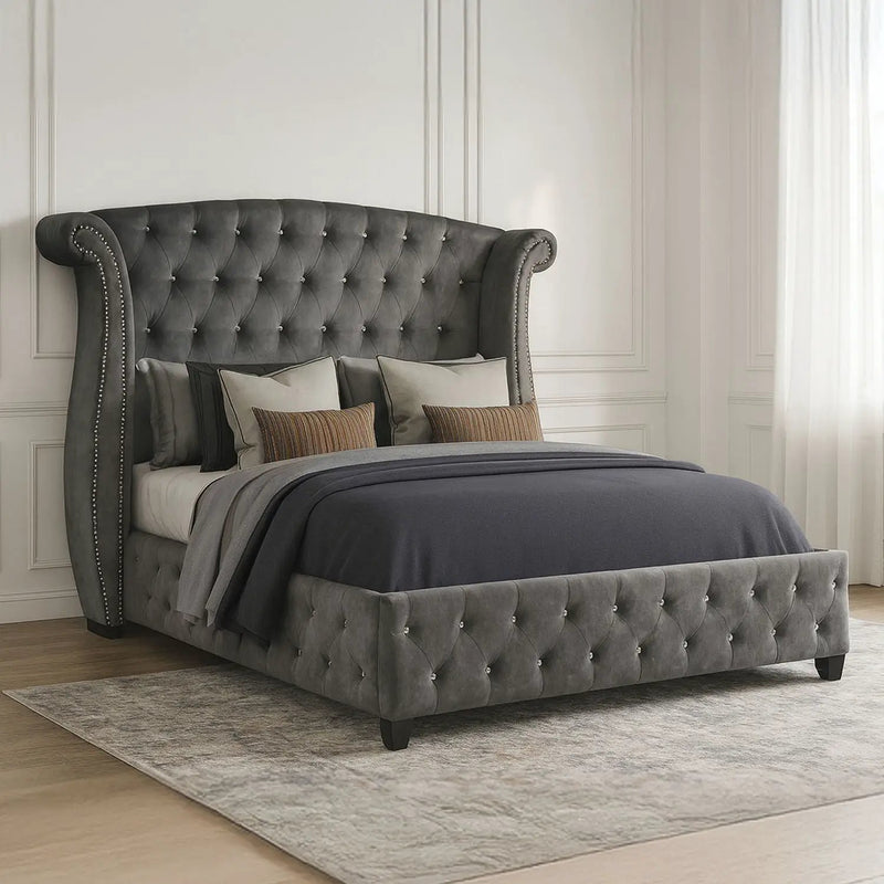 Sophia - Crystal Tufted Upholstered Bed by HouseOfZazla