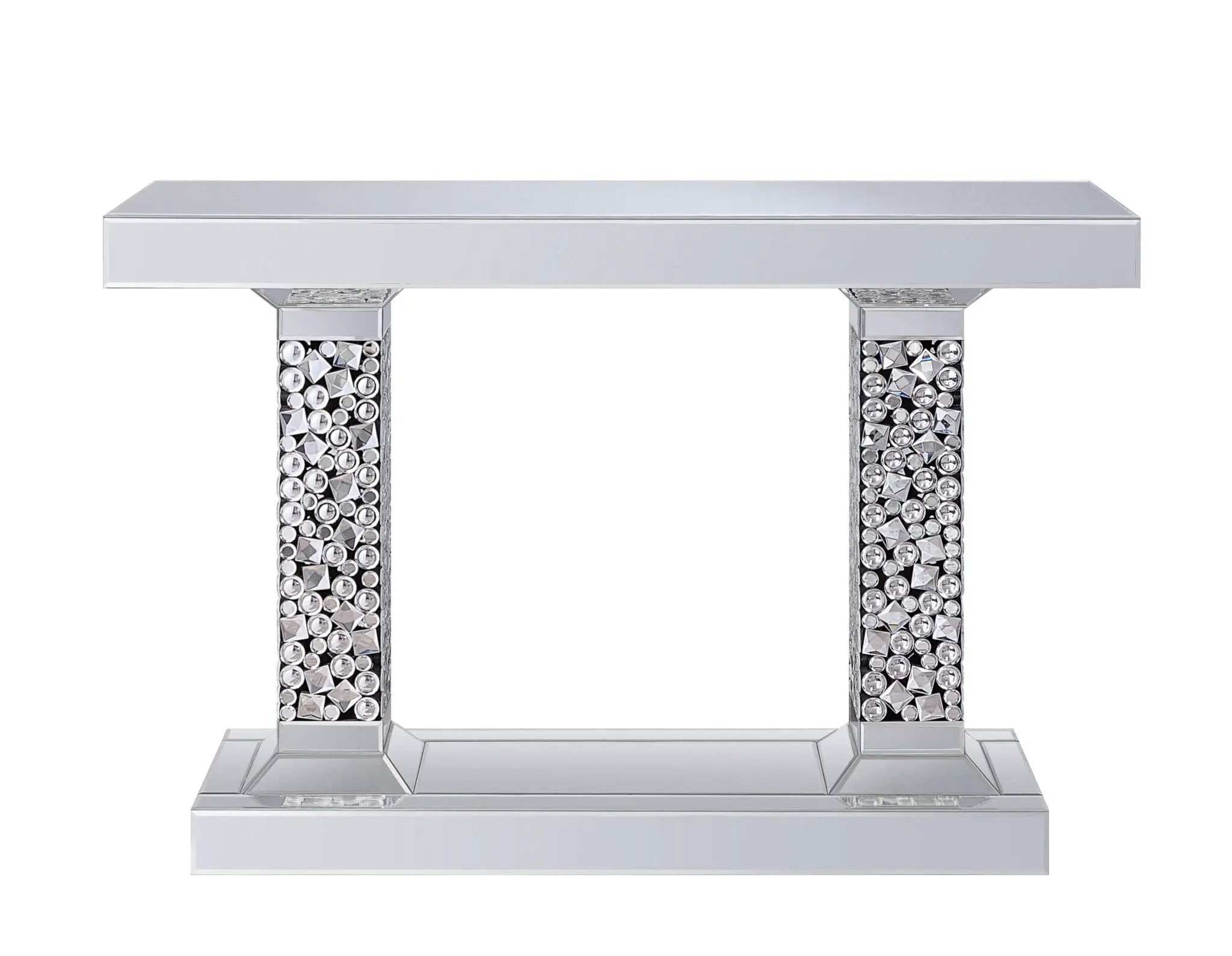 Lachina - Glam Mirrored Faux Gems Console Table - Silver by Unique Piece Furniture