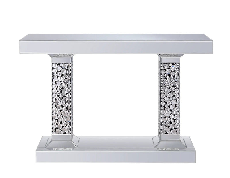Lachina - Glam Mirrored Faux Gems Console Table - Silver by HouseOfZazla