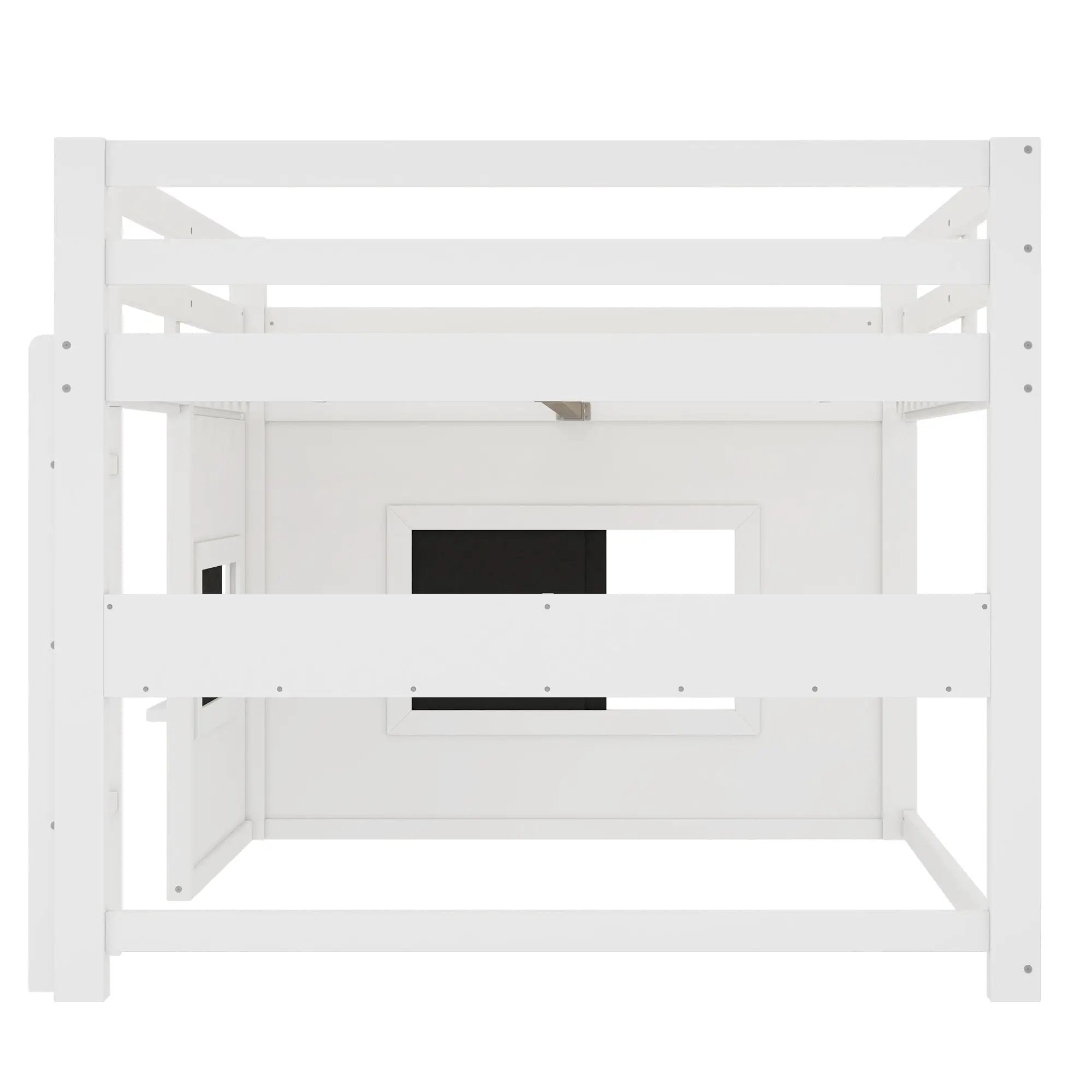 Full Size Loft Bed With Sliding Chalkboard & Bookshelf by HouseOfZazla