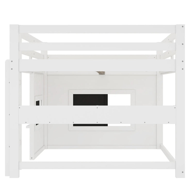 Full Size Loft Bed With Sliding Chalkboard & Bookshelf by HouseOfZazla