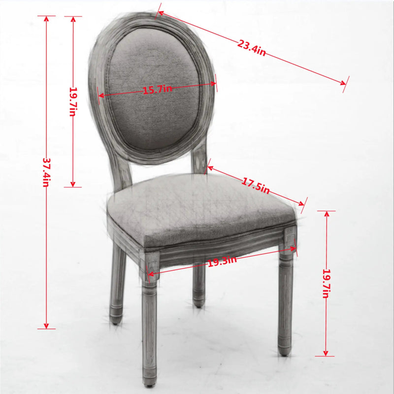 French Style Solid Wood Frame Antique Painting Fabric Back Dining Chair (Set of 2) by Unique Piece Furniture