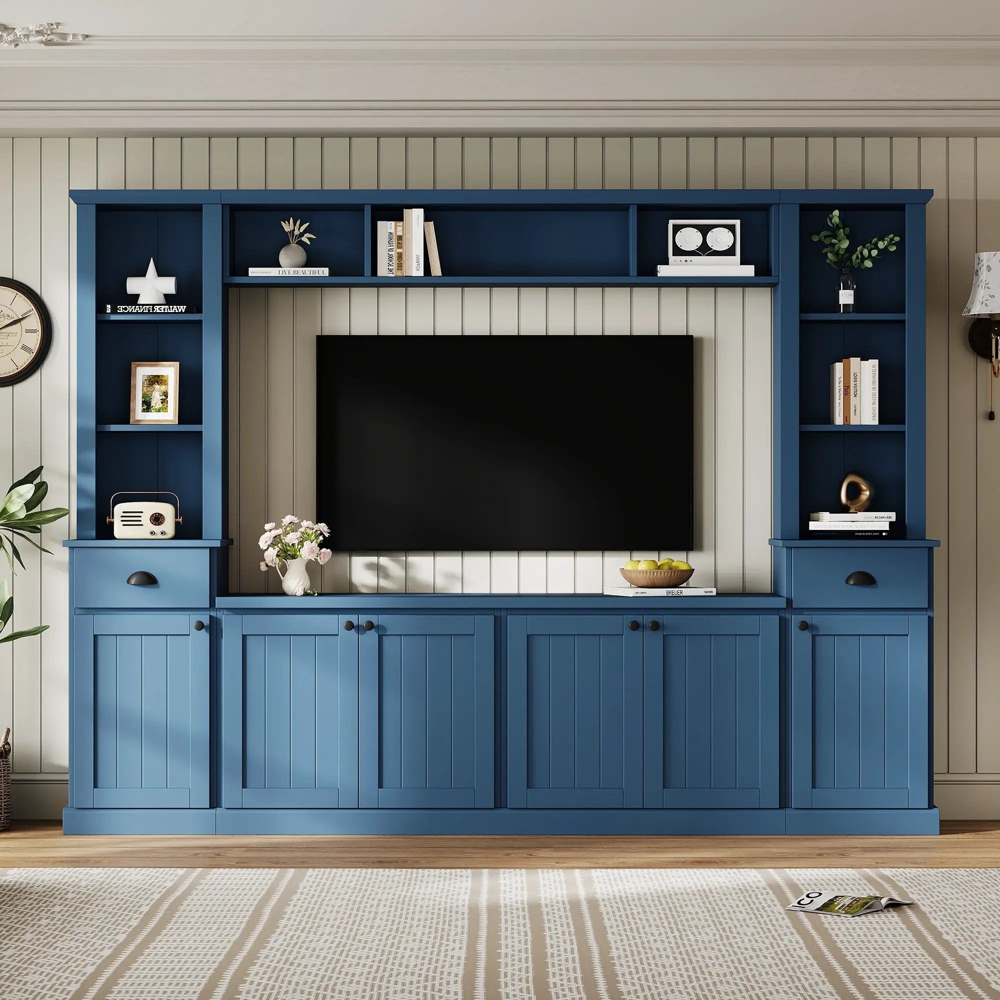 Minimalist Entertainment Wall Unit with Bridge for TVs Up to 75'' by HouseOfZazla