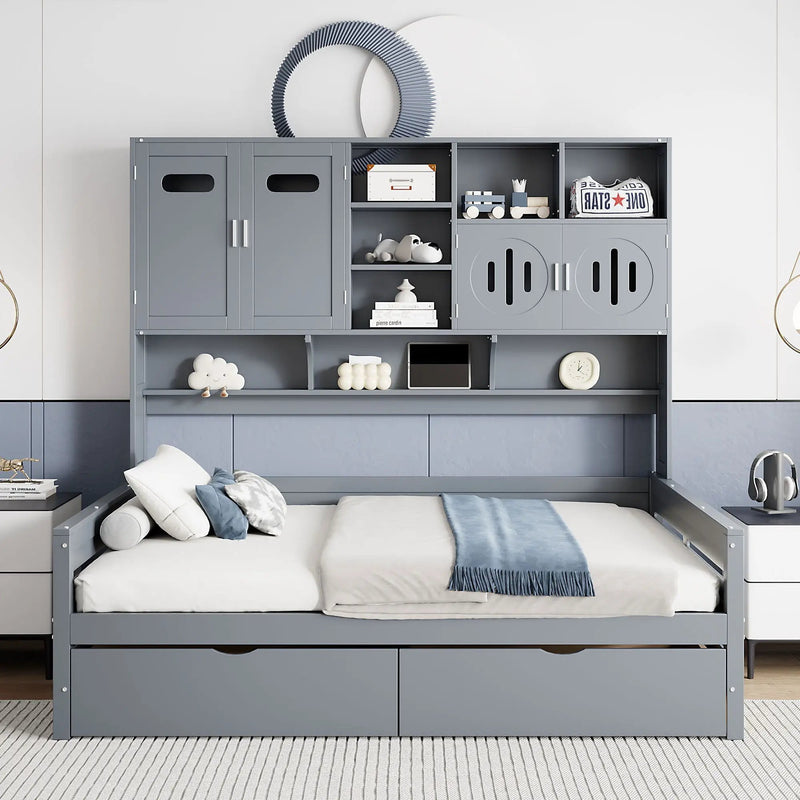 Daybed With All-In-One Cabinet And Shelf by HouseOfZazla