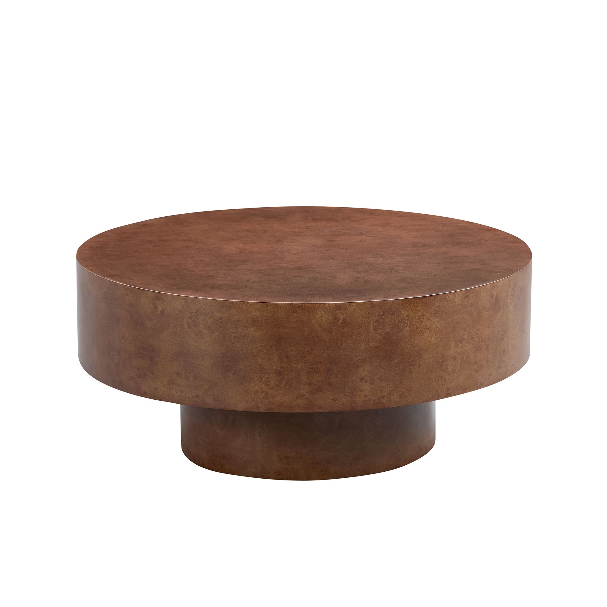 31.49'' Faux Burl Wood Pattern Round Coffee Table with Sturdy Pedestal by HouseOfZazla