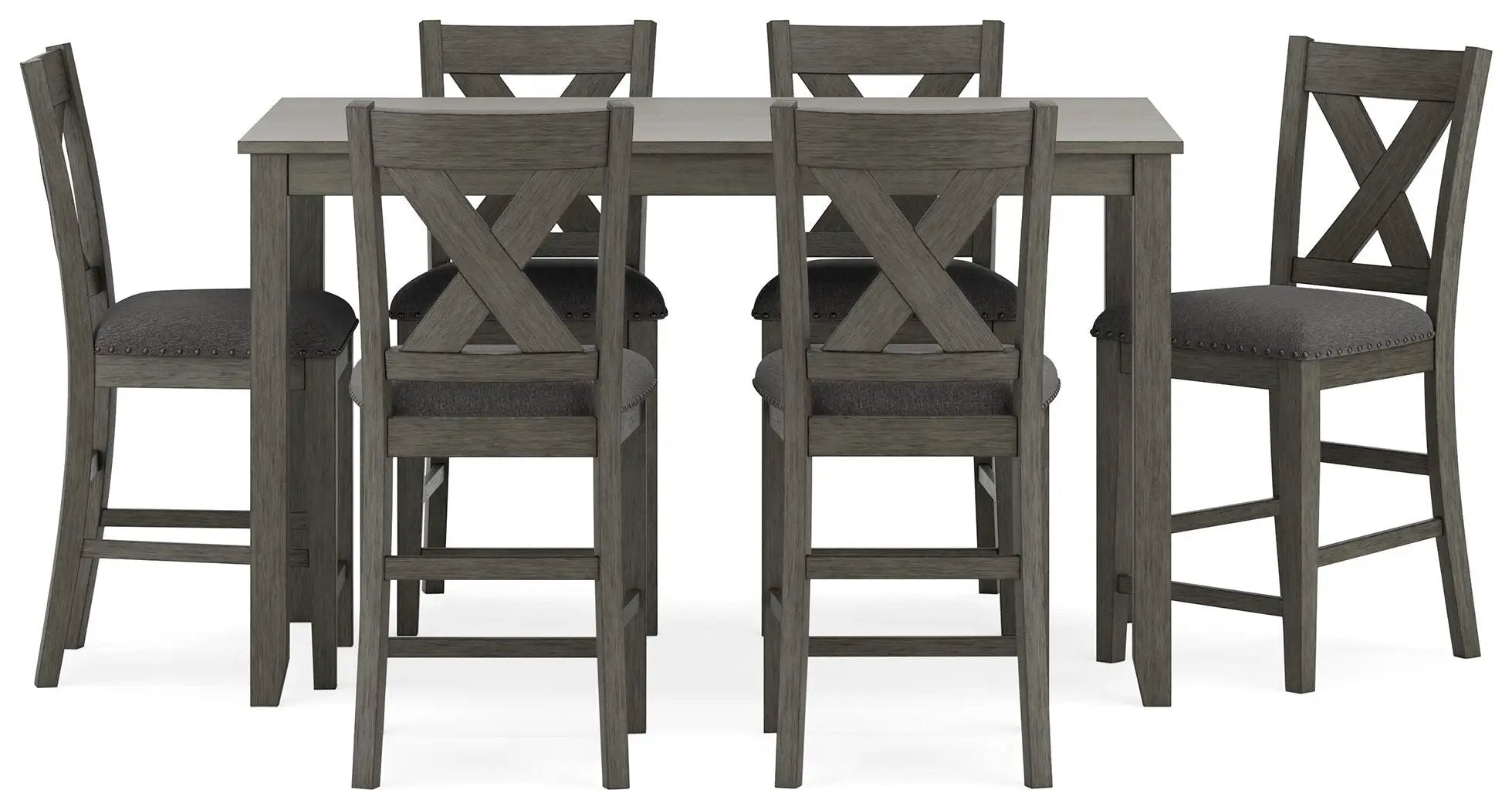 Caitbrook - Rect Drm Counter Table Set (Set of 7) - Gray by Unique Piece Furniture